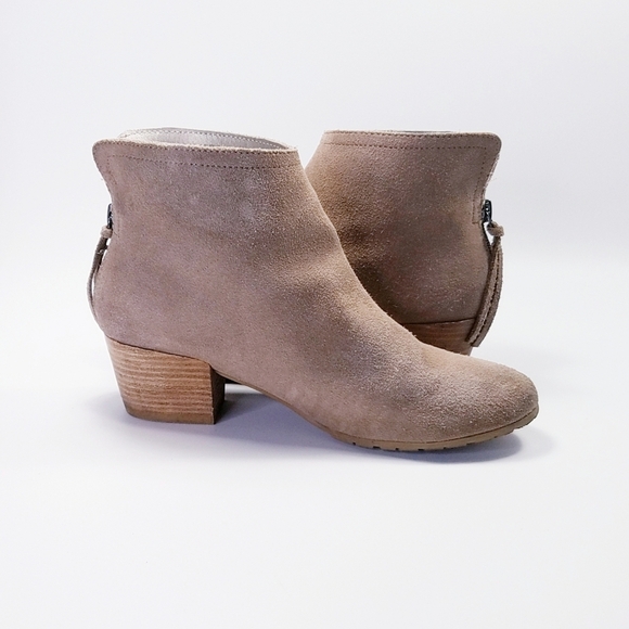 Kenneth Cole Reaction Pil-age Ankle Booties Tan Suede Back Zip Tassels Size 6.5 - Picture 9 of 11